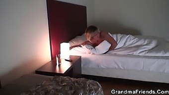 Two Young Men Pleasure An Older Blonde Mature And Swallow Their Penises