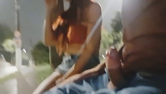 A Daring Handjob Performed On A Sexy Woman In A Bus Station!