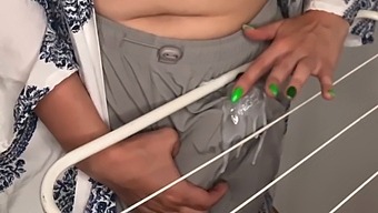 Stepson Witnesses His Stepmother'S Huge And Natural Tits Rubbing Against Clothes Dryer In Homemade Video